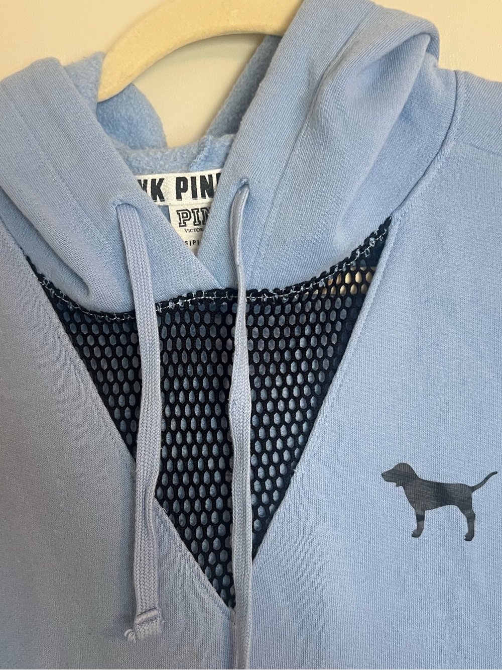 PINK Victoria's Secret Sky Blue Pullover Hoodie with raw hem - Picture 5 of 10